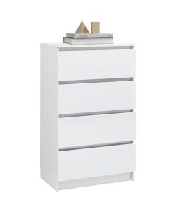 Credenza Bianco Lucido 60x35x98,5 cm in Legno Compensato