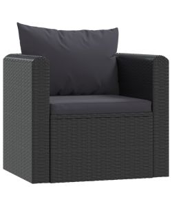 Poltrona con Cuscini in Polyrattan Nero