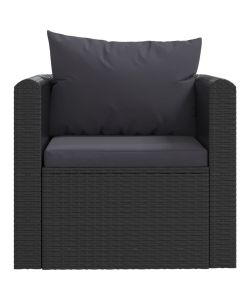 Poltrona con Cuscini in Polyrattan Nero