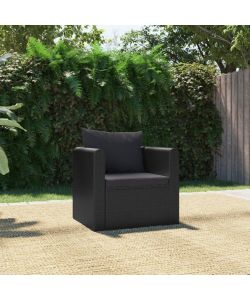 Poltrona con Cuscini in Polyrattan Nero