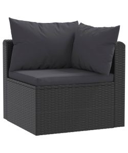 Set Divani da Giardino 2 pz con Cuscini in Polyrattan Nero 46556