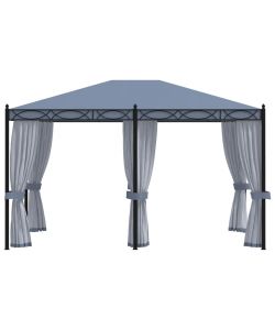 Gazebo con Schermi a Rete 3x4 cm Antracite in Acciaio