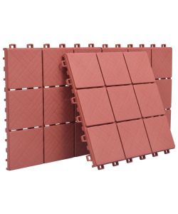 Piastrelle per Decking 10 pz Rosse 30,5x30,5 cm in Plastica