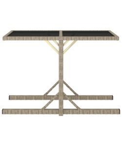 Tavolo da Giardino Beige 110x53x72 cm in Vetro e Polyrattan