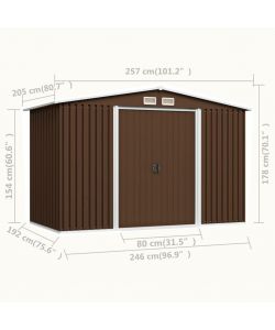 vidaXL Casetta da Giardino in Acciaio - Marrone - 257x205x178 cm