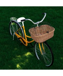 Cestino Anteriore Bici e Coperchio 50x45x35 cm Salice Naturale