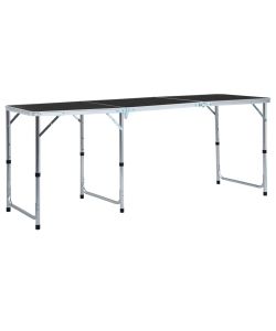 Tavolo da Campeggio Pieghevole in Alluminio Grigio 180x60 cm