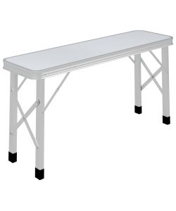 Tavolo da Campeggio Pieghevole con 2 Panche in Alluminio Bianco
