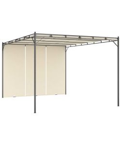 Gazebo da Giardino con Tenda Laterale 4x3x2,25 m Crema