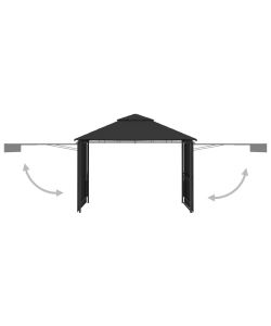  Gazebo Tetto Doppio Estendibile 3x3x2,75 m Antracite 180 g/mq