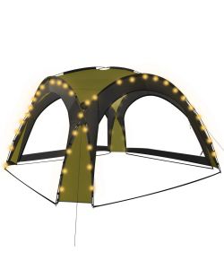 Tenda per Feste con LED e 4 Pareti 3,6x3,6x2,3 m Verde