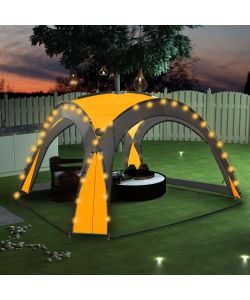 Tenda per Feste con LED e 4 Pareti 3,6x3,6x2,3 m Gialla