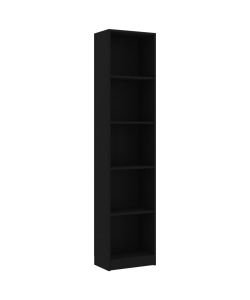 Libreria a 5 Ripiani Nera 40x24x175 cm in Truciolato