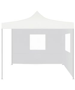 Gazebo Pieghevole Professionale 2 Pareti 3x3m Acciaio Bianco