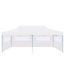 Tenda Pieghevole Pop-Up con Pareti Laterali 3x6m Acciaio Bianco