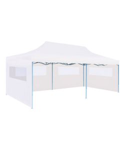 Tenda Pieghevole Pop-Up con Pareti Laterali 3x6m Acciaio Bianco