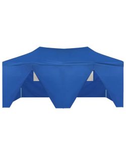 Gazebo Pieghevole con 4 Pareti 3x6m Acciaio Blu