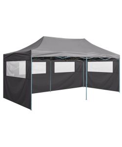 Gazebo Pieghevole con 4 Pareti 3x6m Acciaio Antracite