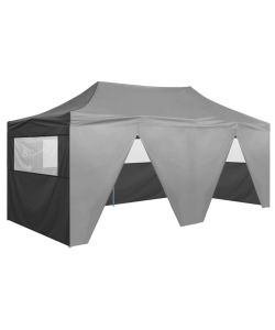 Gazebo Pieghevole con 4 Pareti 3x6m Acciaio Antracite