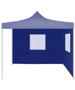 Gazebo Pieghevole Professionale 2 Pareti 2x2m Acciaio Blu