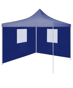 Gazebo Pieghevole Professionale 2 Pareti 2x2m Acciaio Blu