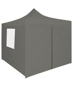 Gazebo Professionale Pieghevole 4 Pareti 2x2m Acciaio Antracite