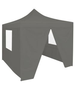 Gazebo Professionale Pieghevole 4 Pareti 2x2m Acciaio Antracite