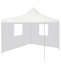 Gazebo Pieghevole Professionale 2 Pareti 2x2m Acciaio Bianco