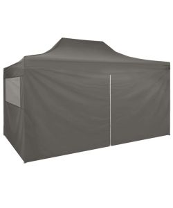 Gazebo Professionale Pieghevole 4 Pareti 3x4m Acciaio Antracite