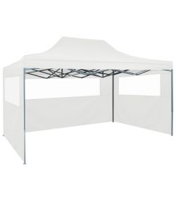 Gazebo Professionale Pieghevole 3 Pareti 3x4m Acciaio Bianco