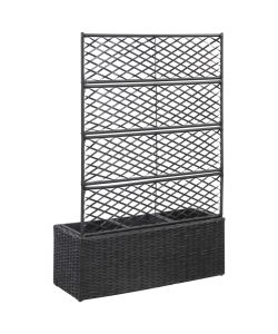 Letto Rialzato a Traliccio 3 Vasi 83x30x130 cm Polyrattan Nero