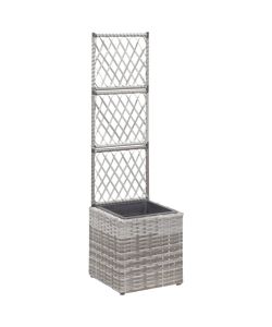 Letto Rialzato a Traliccio 1 Vaso 30x30x107cm Polyrattan Grigio