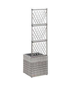 Letto Rialzato a Traliccio 1 Vaso 30x30x107cm Polyrattan Grigio