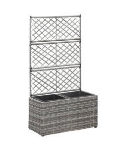 Letto Rialzato a Traliccio 2 Vasi 58x30x107cm Polyrattan Grigio