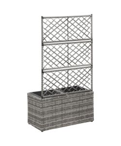 Letto Rialzato a Traliccio 2 Vasi 58x30x107cm Polyrattan Grigio