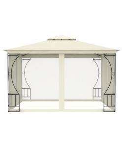 Gazebo con Rete 300x300x265 cm Crema