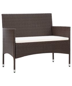 Set Divani da Giardino 4 pz con Cuscini in Polyrattan Marrone 45811