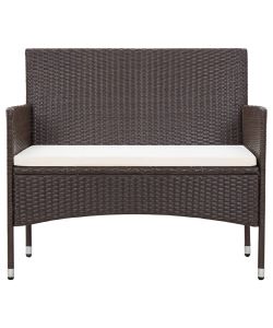 Set Divani da Giardino 4 pz con Cuscini in Polyrattan Marrone 45811