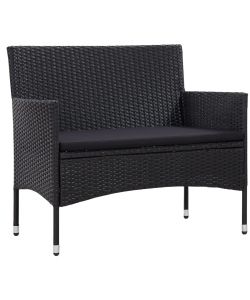 Set Divani da Giardino 4 pz con Cuscini in Polyrattan Nero 45813