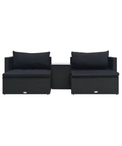 Set Divani da Giardino 5 pz con Cuscini in Polyrattan Nero 47813