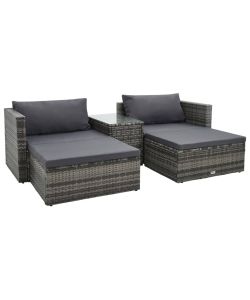 Set Divani da Giardino 5 pz con Cuscini in Polyrattan Grigio 47814