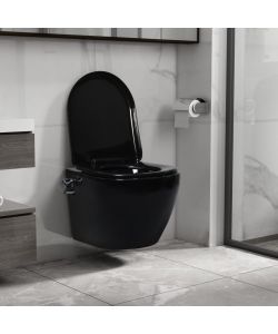 Toilette senza Bordo Sospesa con Funzione Bidet Ceramica Nera