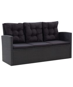 Set Divani da Giardino 6 pz con Cuscini in Polyrattan Nero