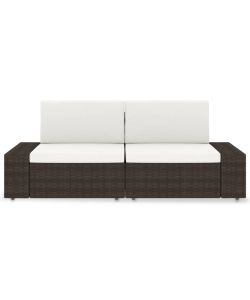 Divano Modulare a 2 Posti in Polyrattan Marrone