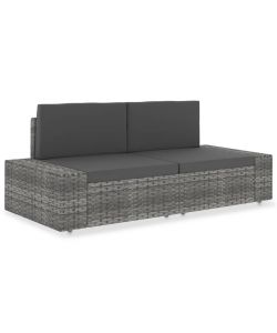 Divano Modulare a 2 Posti in Polyrattan Grigio