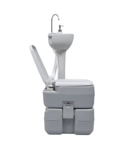 Set WC Portatile da Campeggio e Lavandino con Supporto Grigio