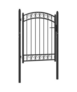 Cancello per Recinzione ad Arco in Acciaio 100x125 cm Nero 146369