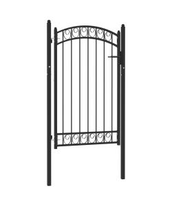 Cancello per Recinzione ad Arco in Acciaio 100x150 cm Nero 146370