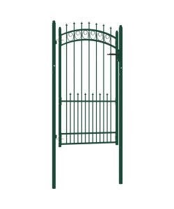 Cancello per Recinzione con Punte in Acciaio 100x175 cm Verde 146386