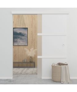 Porta Scorrevole in Vetro ESG e Alluminio 90x205 cm Argento